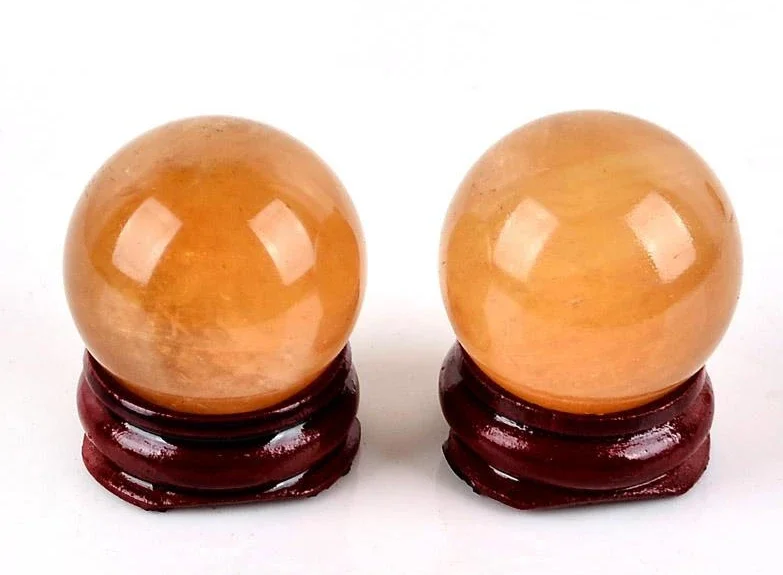 3cM natural orange Calcite Sphere Crystal quartz Ball Chakra Healing rock Reiki Stone Carving Crafts with stand(1 PC)