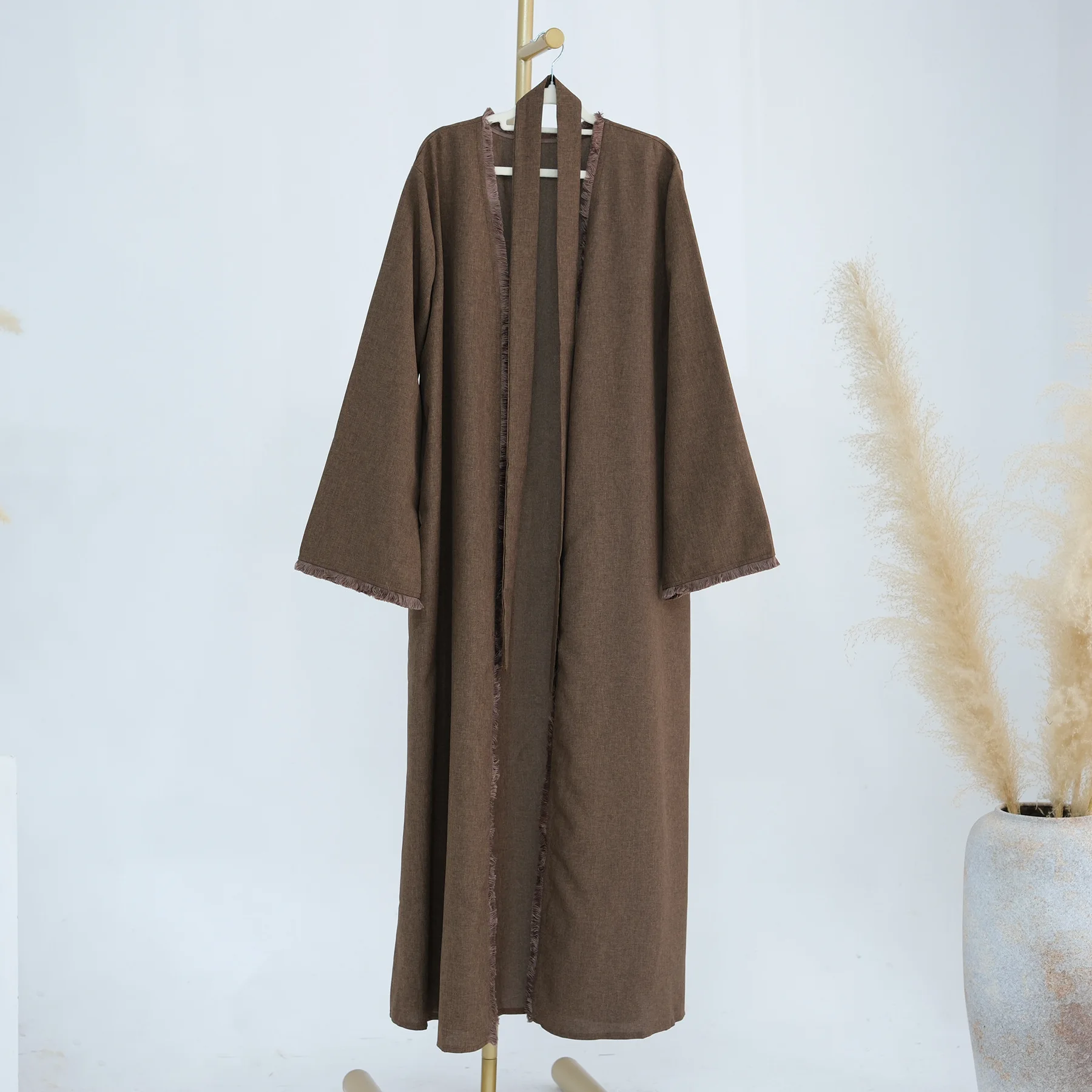 New Dubai Muslim kaftan Abayas Women Dress Tassel Open Kimono Long Coat Jalabiya Modest Islam Clothing Saudi Robe Turkish Arabic