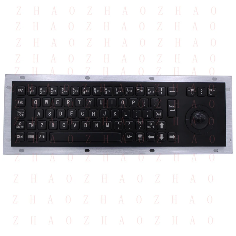 L+ for Black Industrial USB Keyboard With Mechanical Trackball Kiosk Metal Keypad