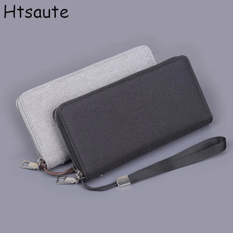 

Men Business Canvas Zipper Wallet Carteira Luxury Long Slim Masculina Male Purses Money Credit Card Thin Hombre Billetera