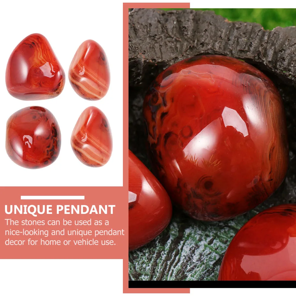 

4 Pcs Rough Agate Fish Tank Decorations Natural Palm Stones Irregular Polished for Vehicle Pendants Smooth Banded