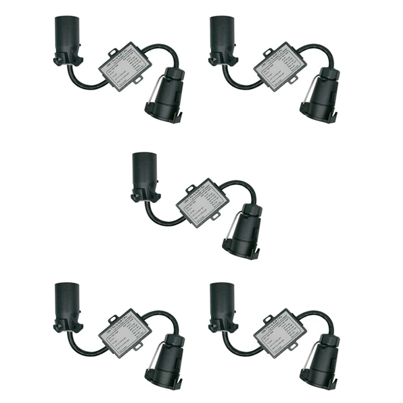 

5X USA To EU Trailer Light Converter US 7-Way Blade Socket To EU 7-Pin Round Plug