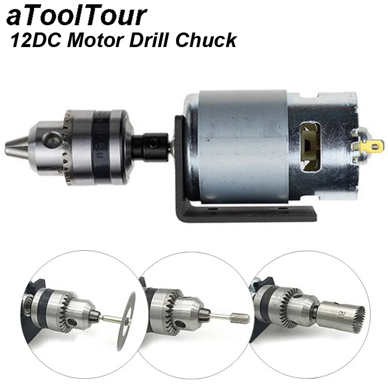 775 DC Motor Miniature Hand Drill Chuck Rod 12V 12000RPM Lathe Press Mounting Bracket for Milling Cutting Drilling Machine