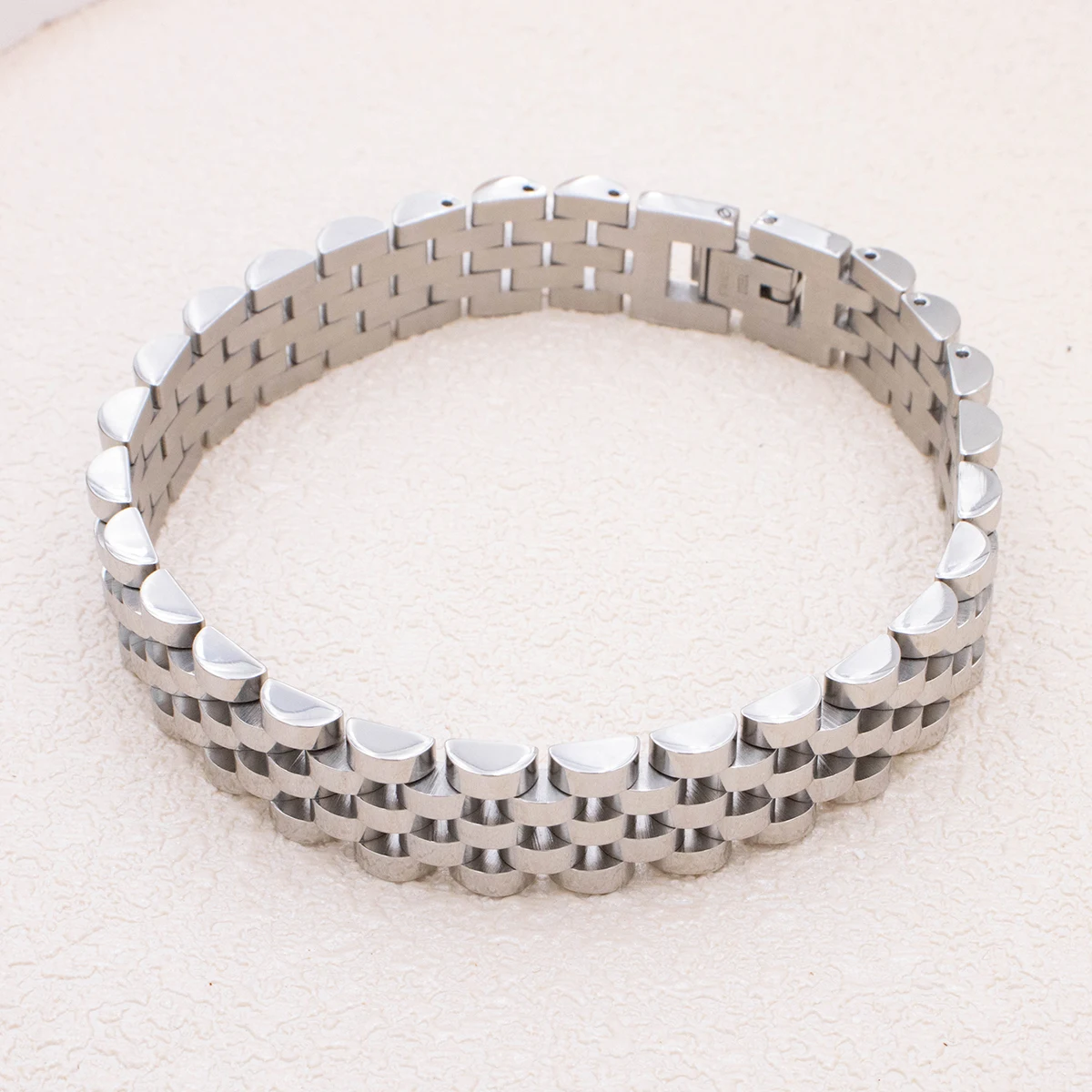 12MM Width Watch Strap Stainless Steel Bracelet Women/Men Trendy Minimalist Punk Style Bangle Party Holiday Jewelry Gifts