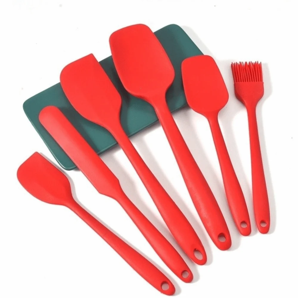6PCS Food Grade Silicone Silicone Spatula Set Non Stick Seamless Rubber Spoon Spatula Dishwasher Safe Heat Resistant Oil Brush