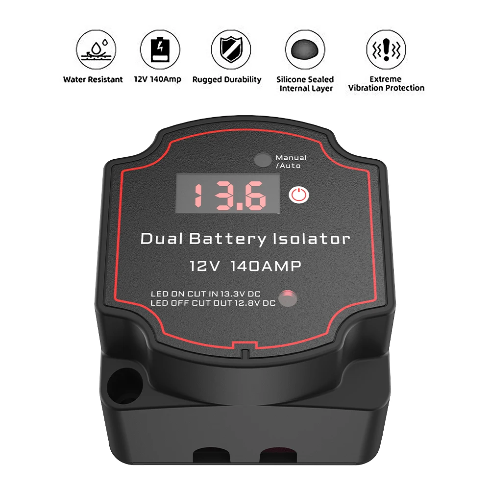 Auto Parts Voltage Sensitive Split Charge Charge 2 Battery Bank 12V 140A Relay VSR for Camper Car Smart Battery Isolator