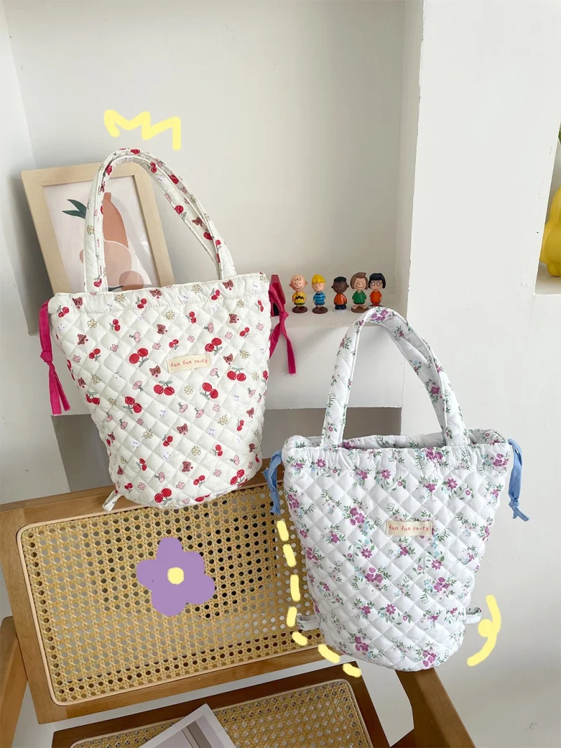 1 حقيبة صغيرة مبطنة بالزهور الطازجة متعددة الوظائف حقيبة ظهر محمولة حقيبة تخزين لطيفة #3