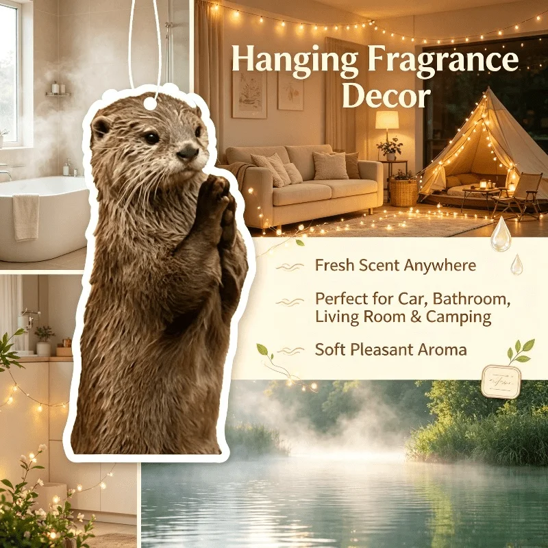 Car Air Freshener Praying Brown Otter Hanging Scent Card for Car Interior Decor Rearview Mirror Ornament Gift