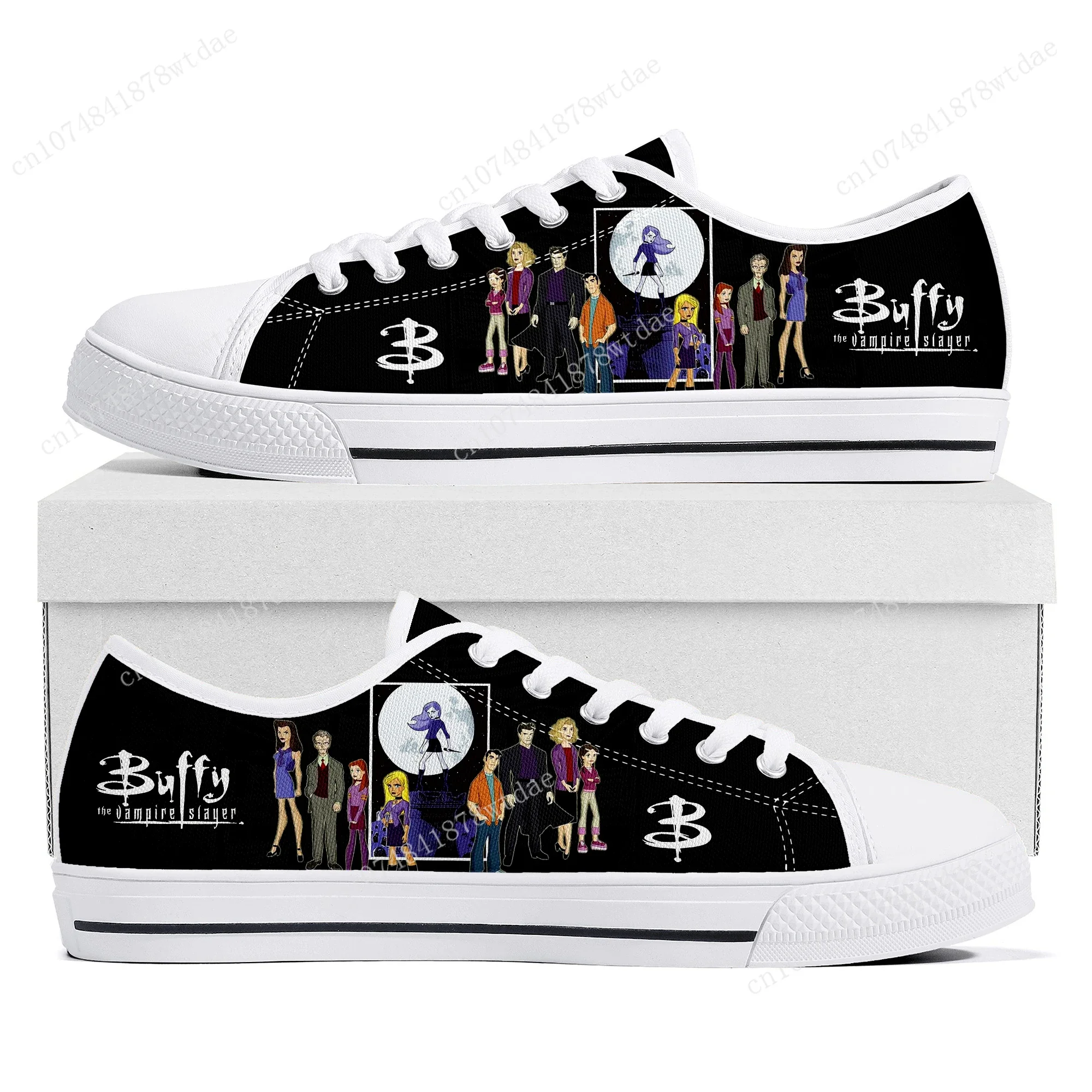 Buffy De Vampier Slayer Cartoon Lage Top Sneakers Dames Heren Tiener Hoge Kwaliteit Canvas Sneaker Paar Manga Op Maat Gemaakte Schoen