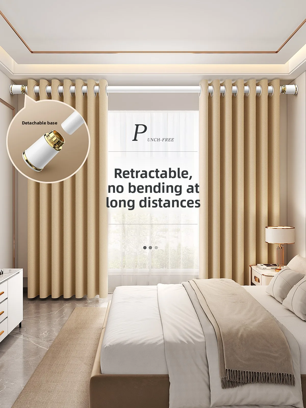 

Thiened Одинарный стержень Римский столб Карниз для штор Двойная установка браслета Сверление не требуется Фиксированная скоба из алюминиевого сплава Sli...