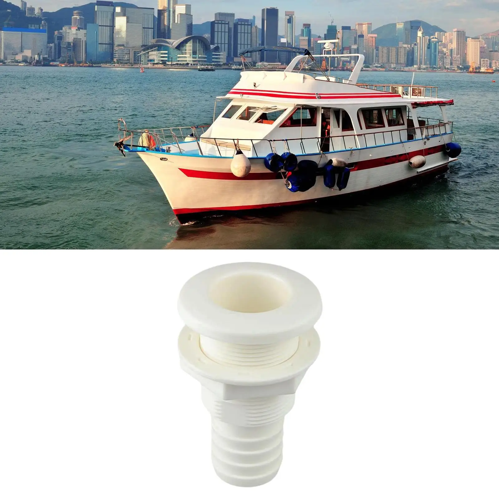 ABS Drain Outlet Thru Hull Fitting White Marine Deck Drain Plug Repair Component for Boats Yachts and RV Plumbing