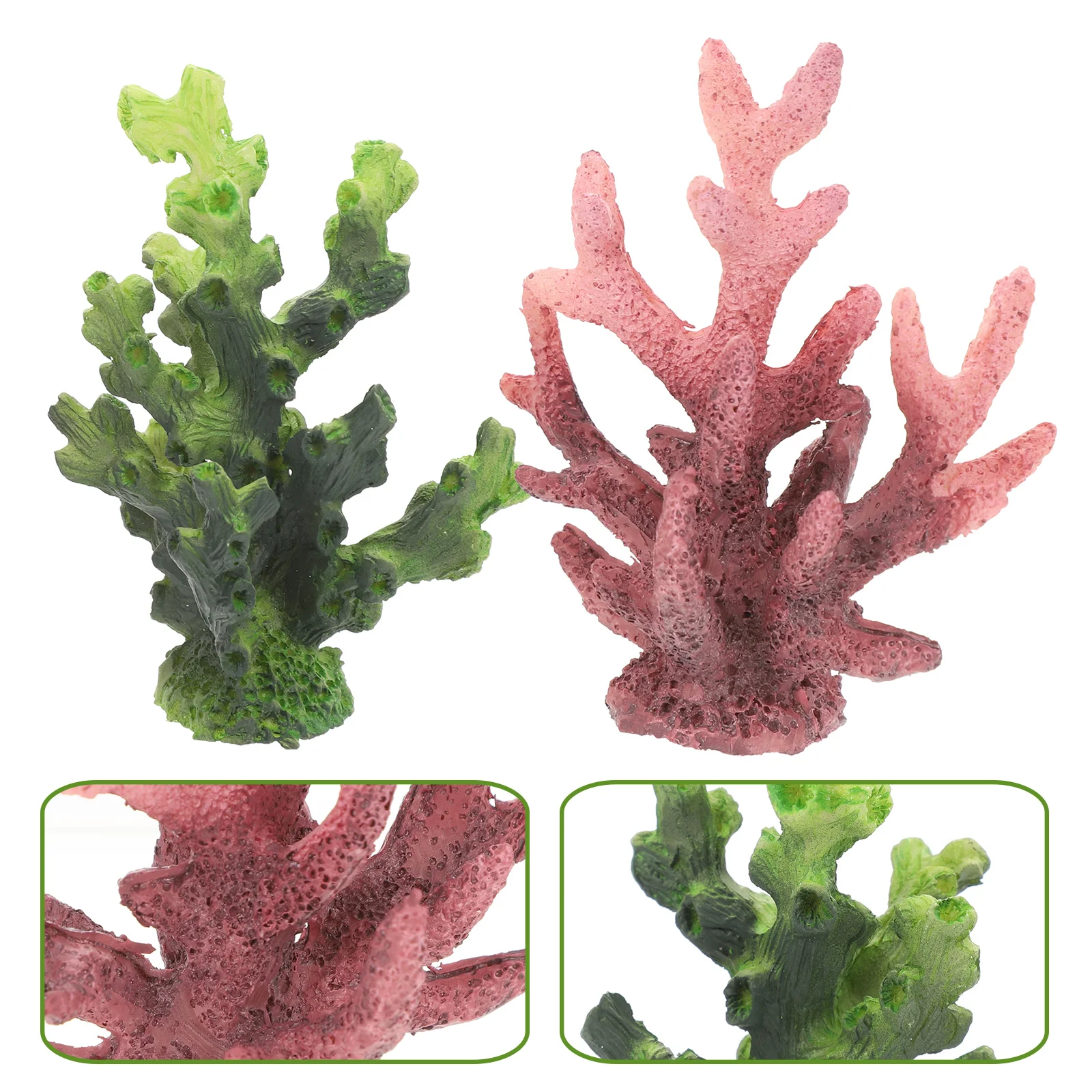 2 Pcs Fish Tank Accessories Landscaping Coral Sculpture for Aquarium Resin Ornament Mini Vivid Floating Plants Delicate Desktop