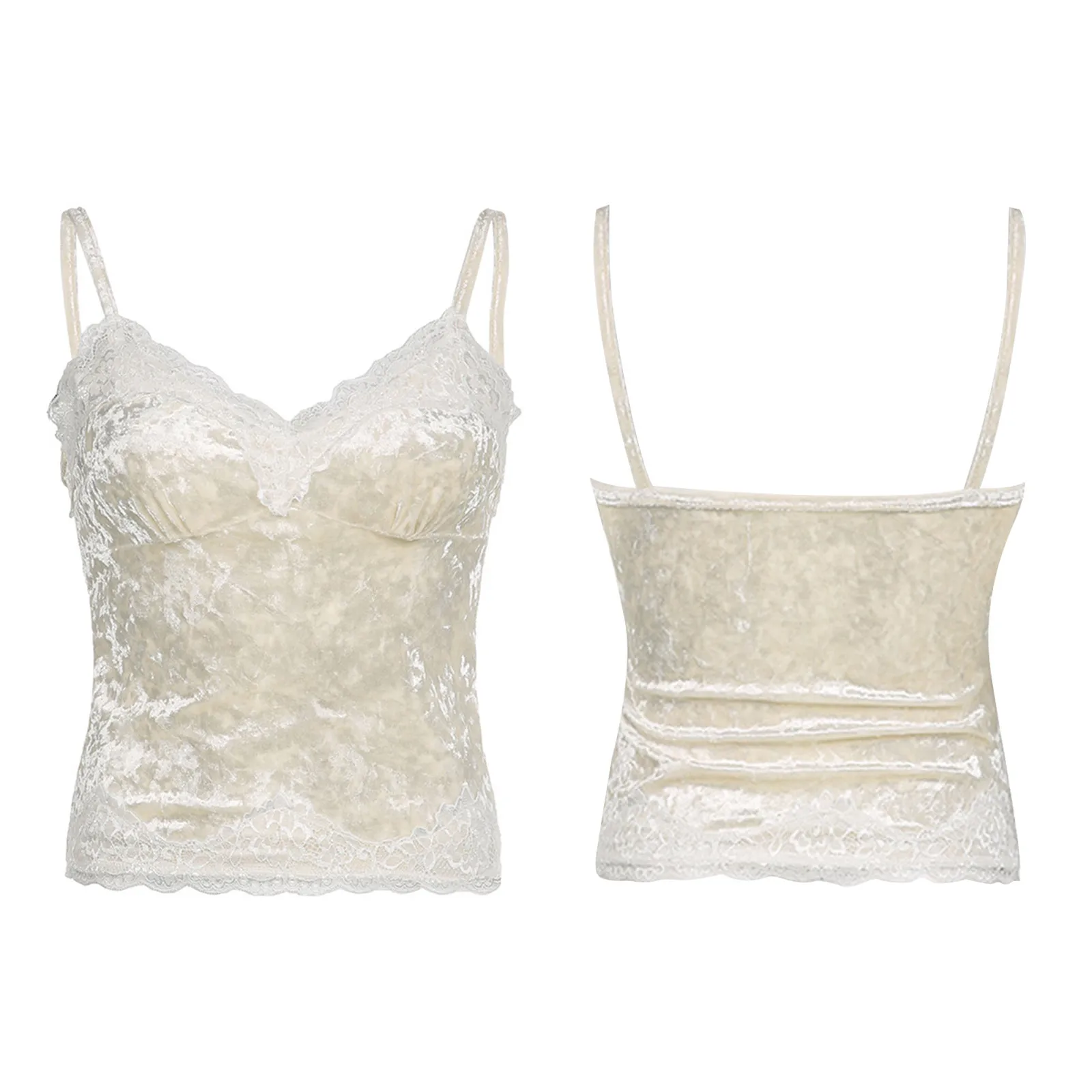 قمصان نسائية مثيرة بحمالات رفيعة بدون أكمام سترات نسائية برقبة على شكل حرف v كاميس دانتيل مرقع ملابس كلاسيكية ضيقة