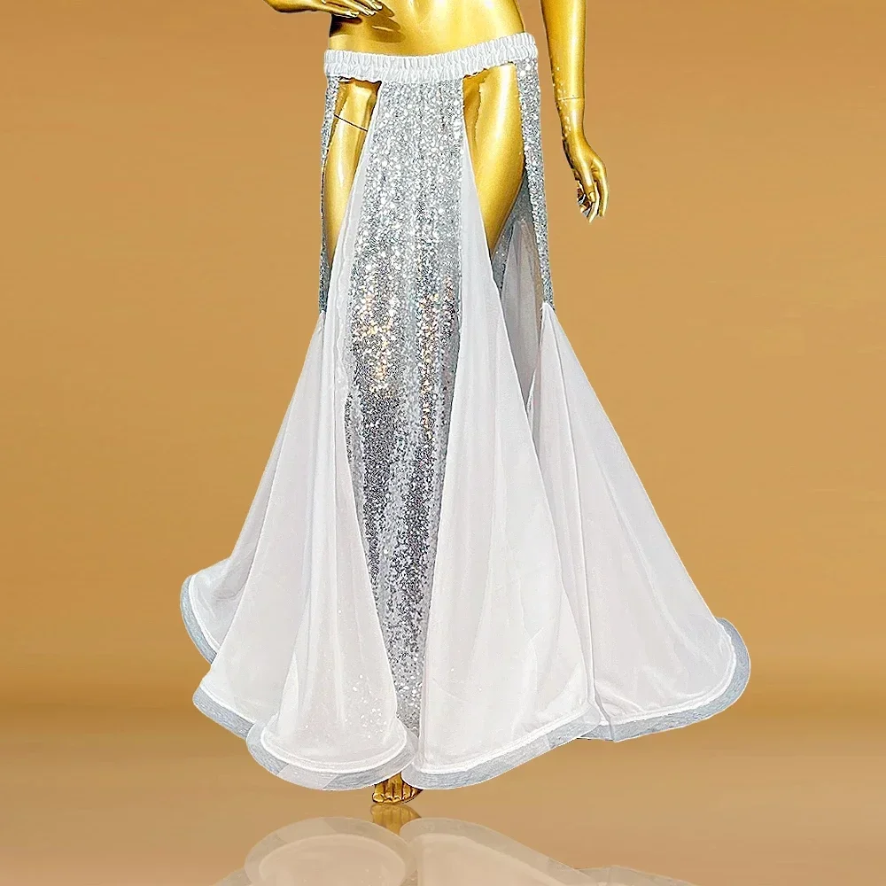 

Sequin New Design Belly Dancing Slit Long Skirts Sexy Belly Dance Dress Women Costume Training Dress Stage Performance Clothes