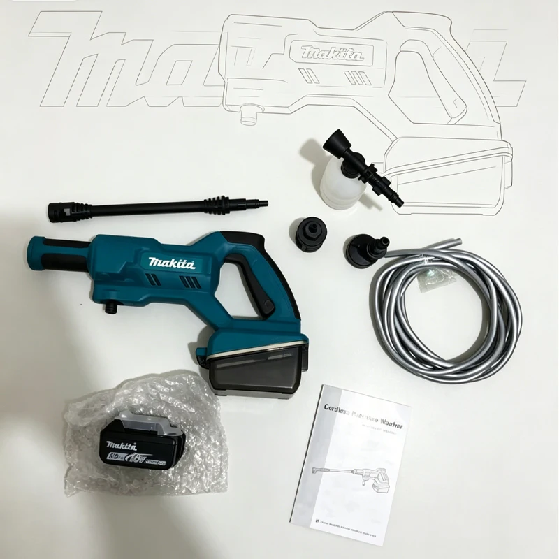 Original Makita 18V Lithium-Akku Tragbarer Kabelloser Hochdruckreiniger Autowaschpistole mit 5 Modi für Outdoor Camping Garten 18V Makita