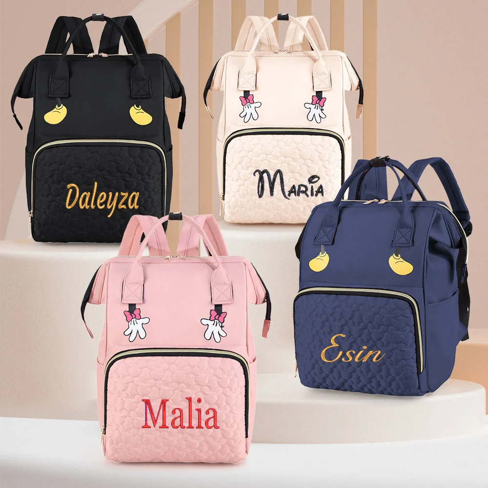 Embroidered Fashion Mommy Bag Personalized Custom Multi purpose Large Capacity Outgoing Storage Bag Mother and Baby Bag