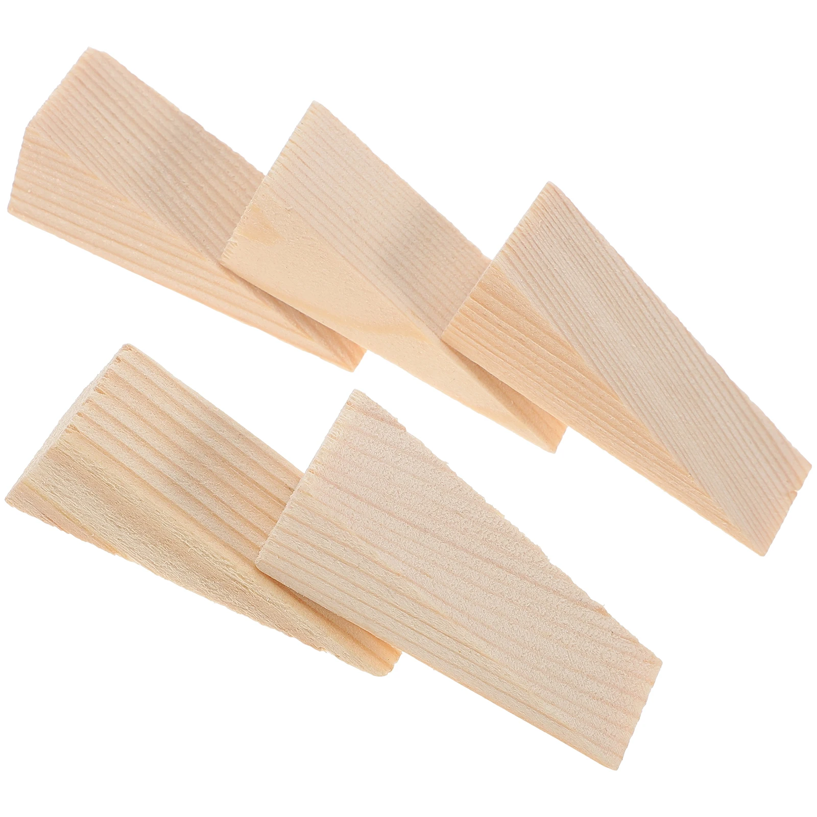 

5pcs Wood Triangle Wedge Finger Protector Door Stopper Holder Bamboo Heavy Duty Home Office Anti Slip Works