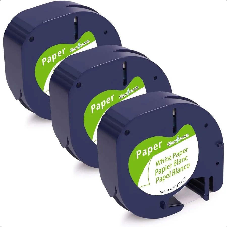 

Compatible with Dymo LetraTag Label Maker Refills 91330 White Paper Label Tape 12mm x 4m 1 2 x 13' for LT100T LT100H Plus 200B