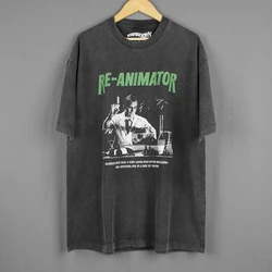 Re-Animator T-Shirt Horror Movie HP Lovecraft Evil Dead Zombie Demons Men's Cotton Washed Long Sleeves  Tee Shirt