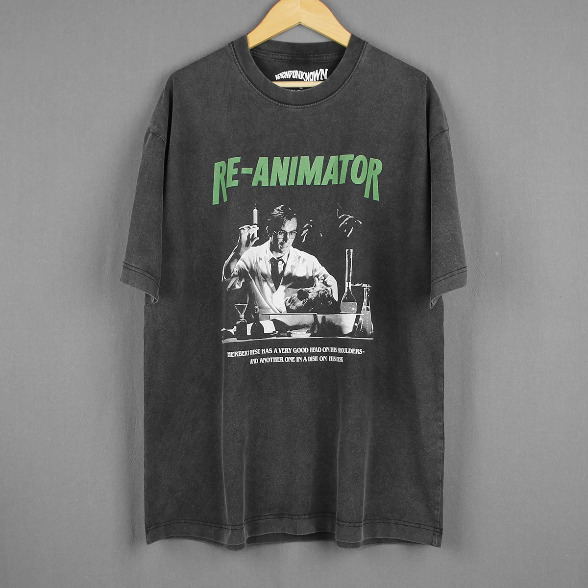 Re-Animator T-Shirt Horror Movie HP Lovecraft Evil Dead Zombie Demons Men's Cotton Washed Long Sleeves  Tee Shirt