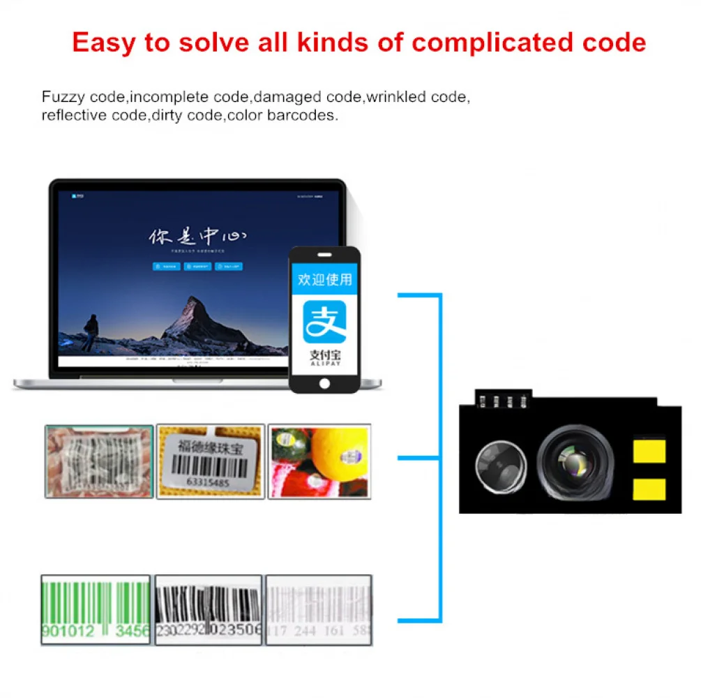 Модуль сканера 2D QR-кода с низким энергопотреблением, высокая настройка для торгового автомата, киоска, промышленного планшета, POS-системы