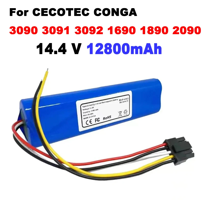 2024 CECOTEC CONGA 3090 3091 3092 1690 1890 2090 Robot Vacuum Cleaner Battery Pack Replacement Accessories 14.4 Volts 12800 mAh