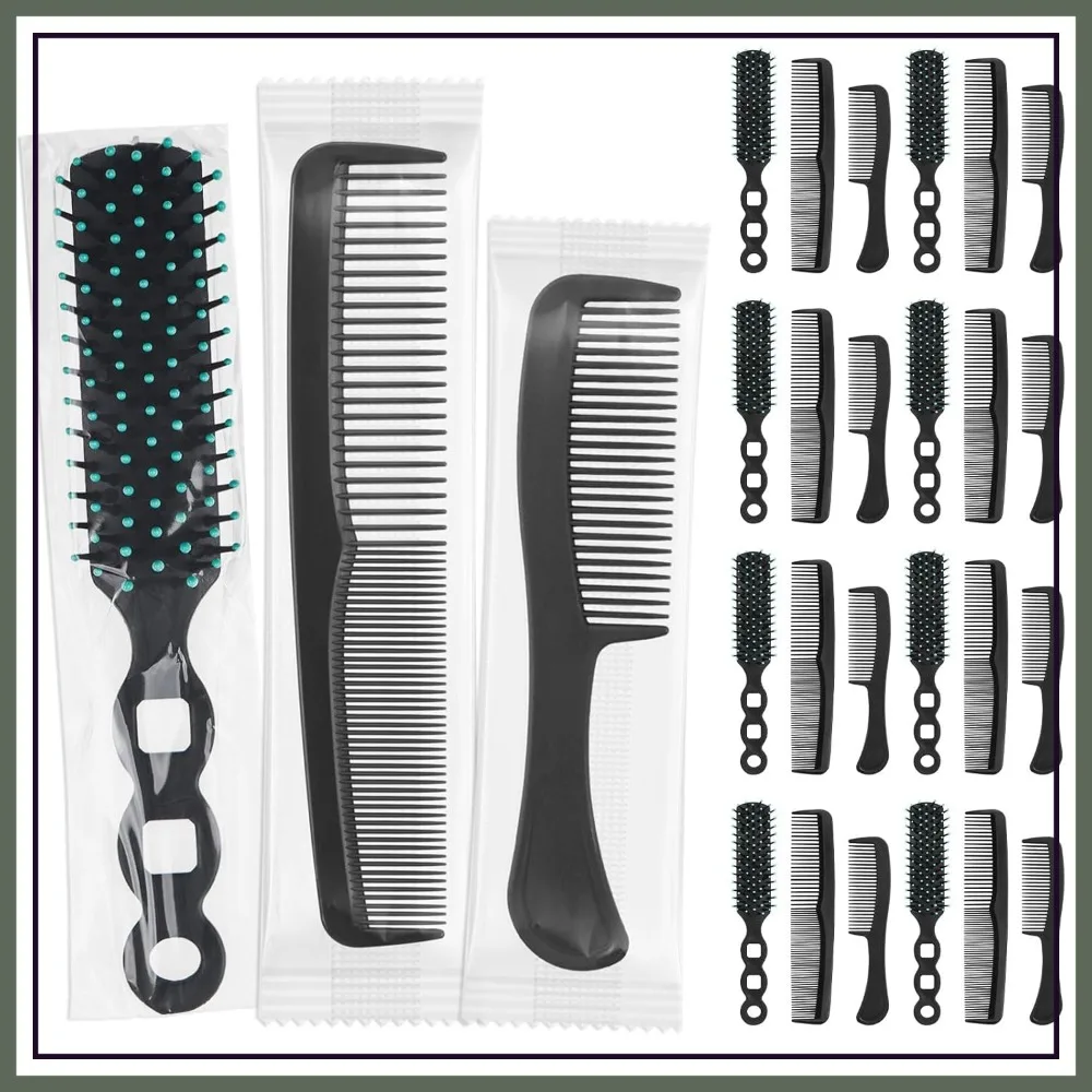 

60 Pcs Hair Brush and Comb Set in Bulk, Individually Wrapped, Black
