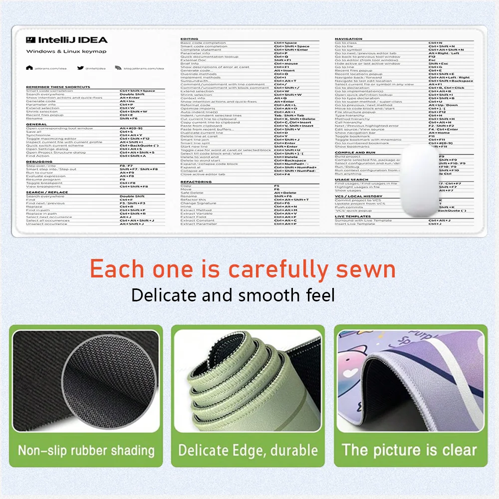 لوحة ماوس Intellij Idea Shortcuts XXL قاعدة مطاطية للألعاب مع حافة مخيطة ملحقات مكتبية غير قابلة للانزلاق لنظام التشغيل MacOS Windows #5