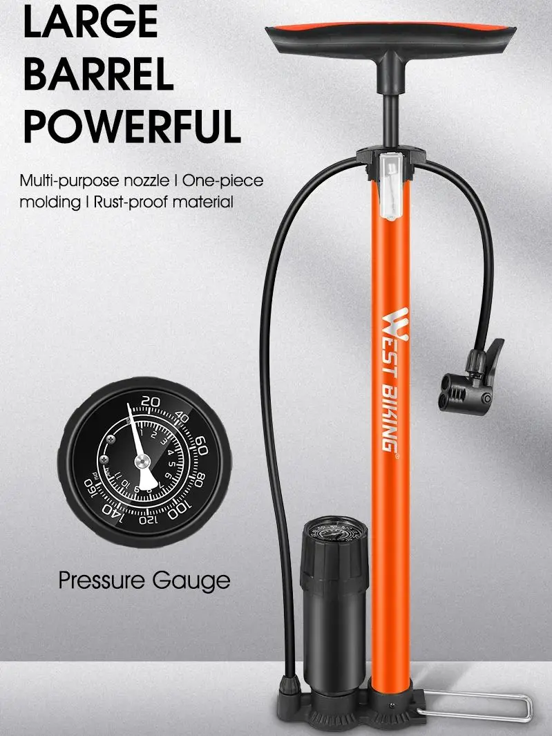 AliExpress West Biking WEST BIKING 160PSI Bicycle Pump With Gauge Schrader Presta MTB Road Bike Air Pump Mutli-use Tire