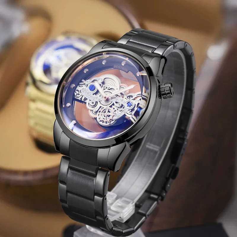 2025Reloj de moda para hombre, reloj hueco luminoso con personalidad, reloj de cuarzo no mecánico para hombre