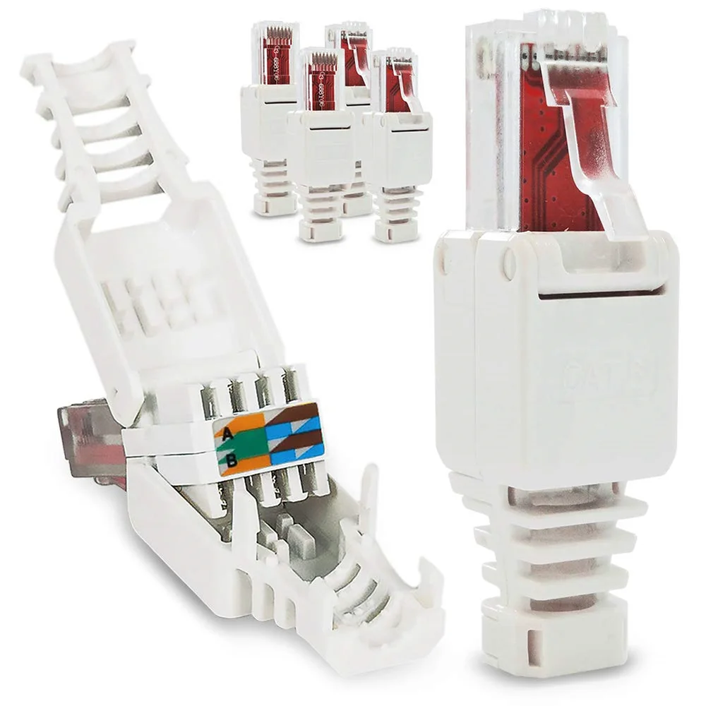 8P8C Ethernet Cable POE Tool-less Connectors Plug RJ45 Connector CAT6 Crystal Head