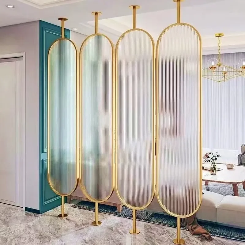 for Light Luxury Stainless Steel Rotatable Screen Home Decorative Arts Lobby Semi-occlusion Simple Office Partition