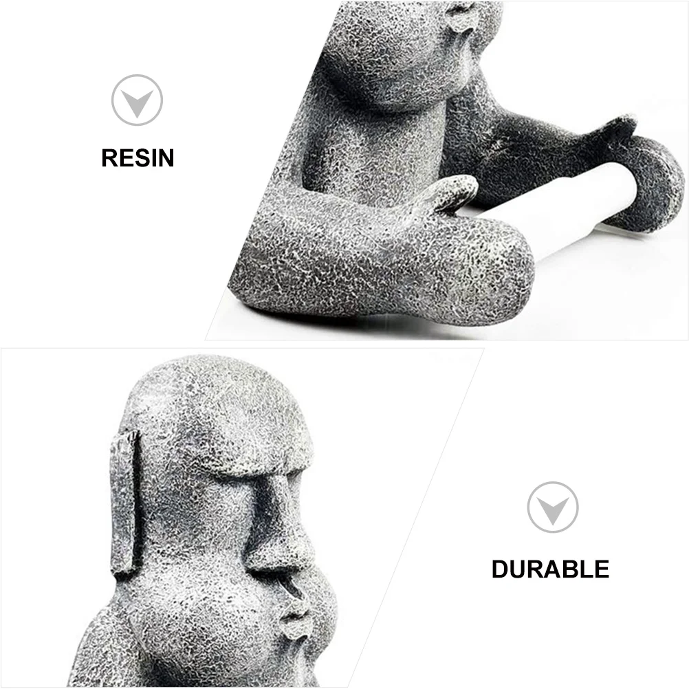 

Moai Tissue Holder Resin Wall Mounted Roll Paper Rack Premium Material Toilet Bathroom Hotel Bedroom Office Stand