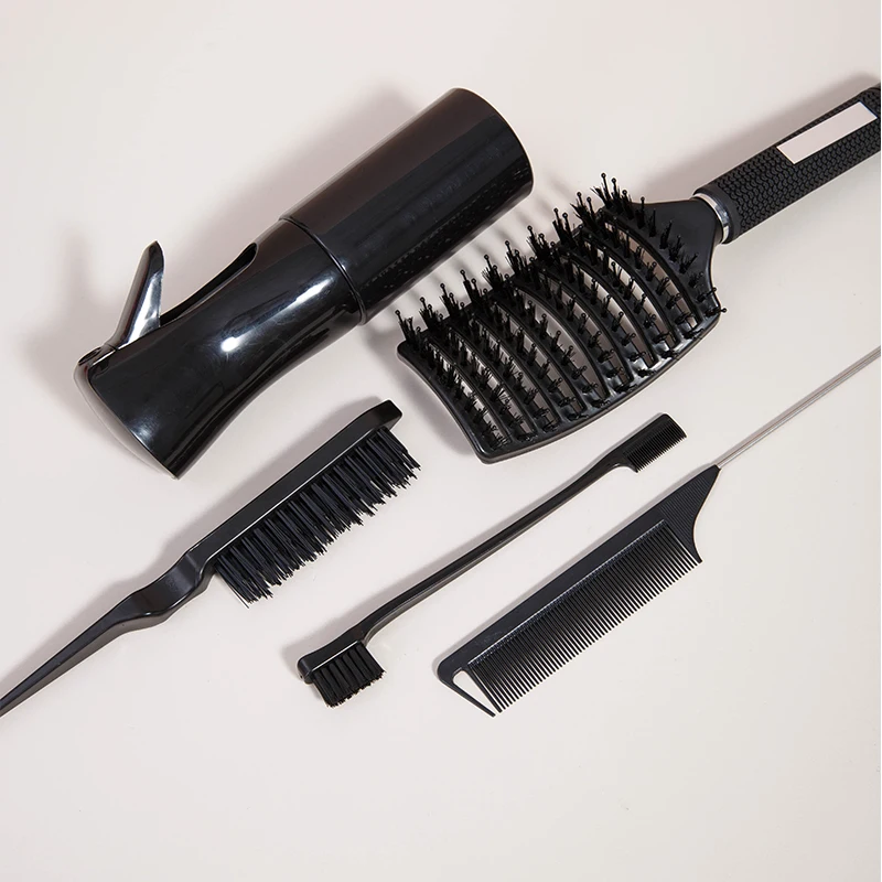 5pcs magic hair brush set Detangling curls brush Rat Tail Comb Edge Hair Brush Salon Professional hair styling tools view 6