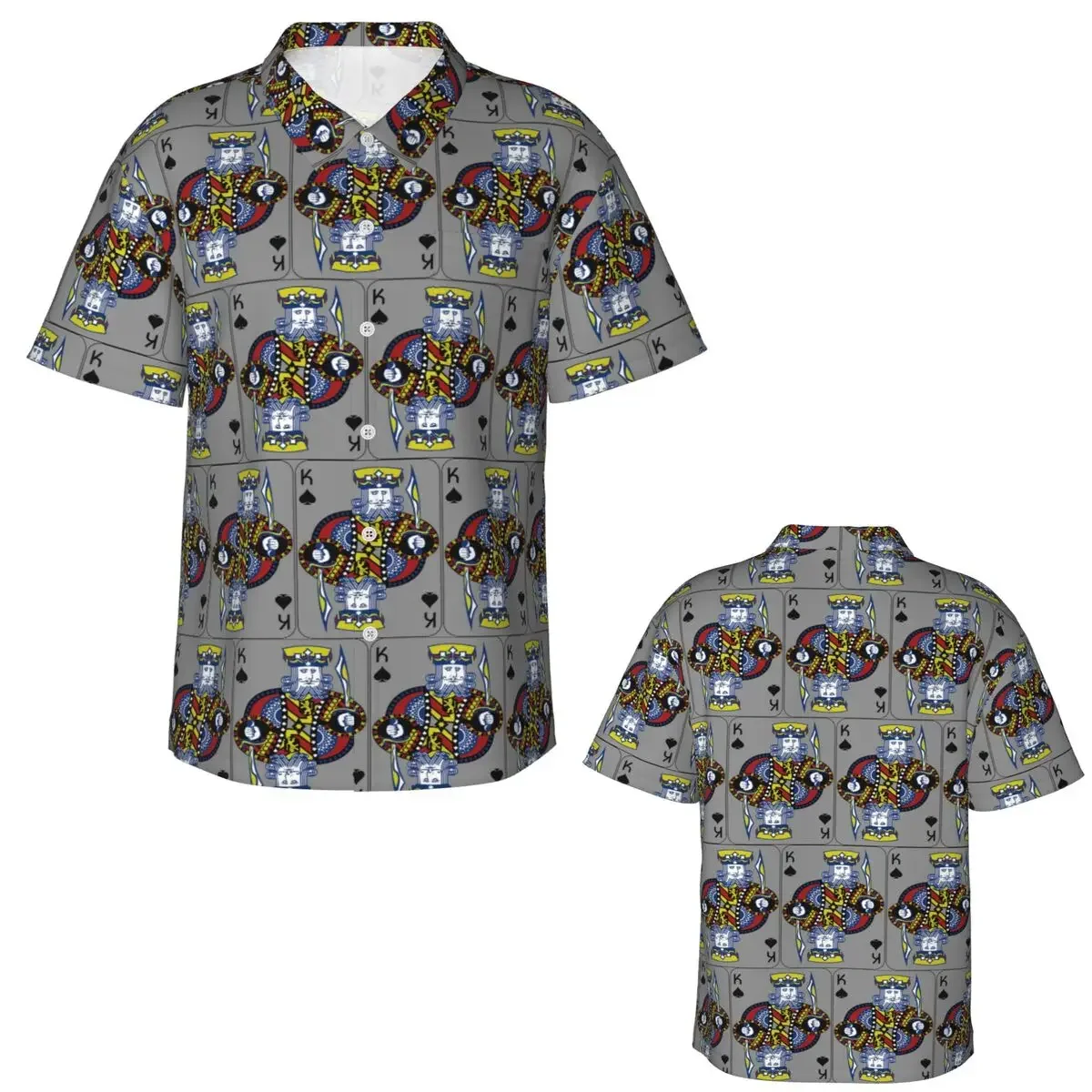 King Of Spades Poker Playing Card Hawaiian Shirts Fashion Men Short Sleeve Shirt for Summer Beach Men's Lapel Tops