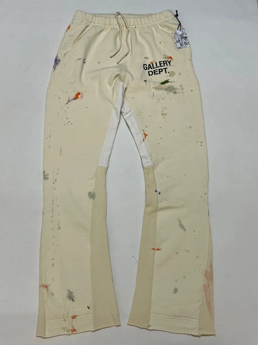 

Retro Sle Waed Splaed Ink Sweatpants Loose Flare Bell Bot Sports Casual Trousers for Young Men All Seasons Use