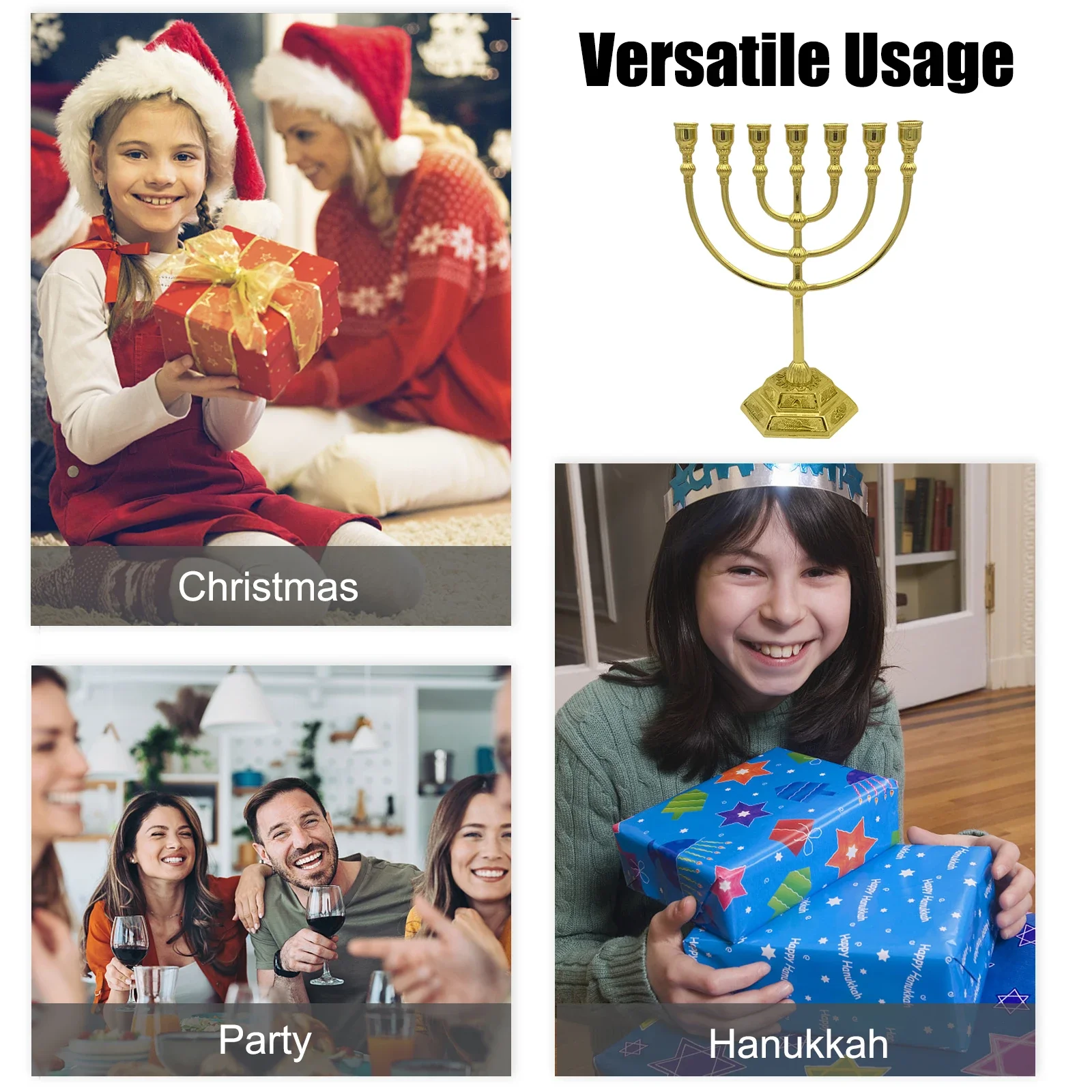 7 Branch Menorah Candle Holder Jerusalem Temple 12 Tribes of Israel Menorah 6.69-inch Height Antique Hanukkah Candle Stand  4 3