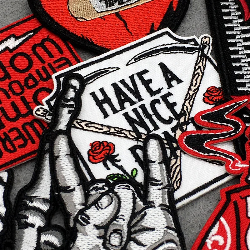 25PCS/Lot Embroidery Patches Punk Clothes Stickers DIY Iron on Patches for Clothing Appliques Jacket Jeans Stripes
