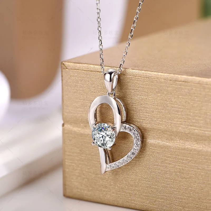 

High-Quality Moissanite S925 Sterling silver 1ct Moissanite pendant women necklace Anniversary Gift Wedding Jewelry