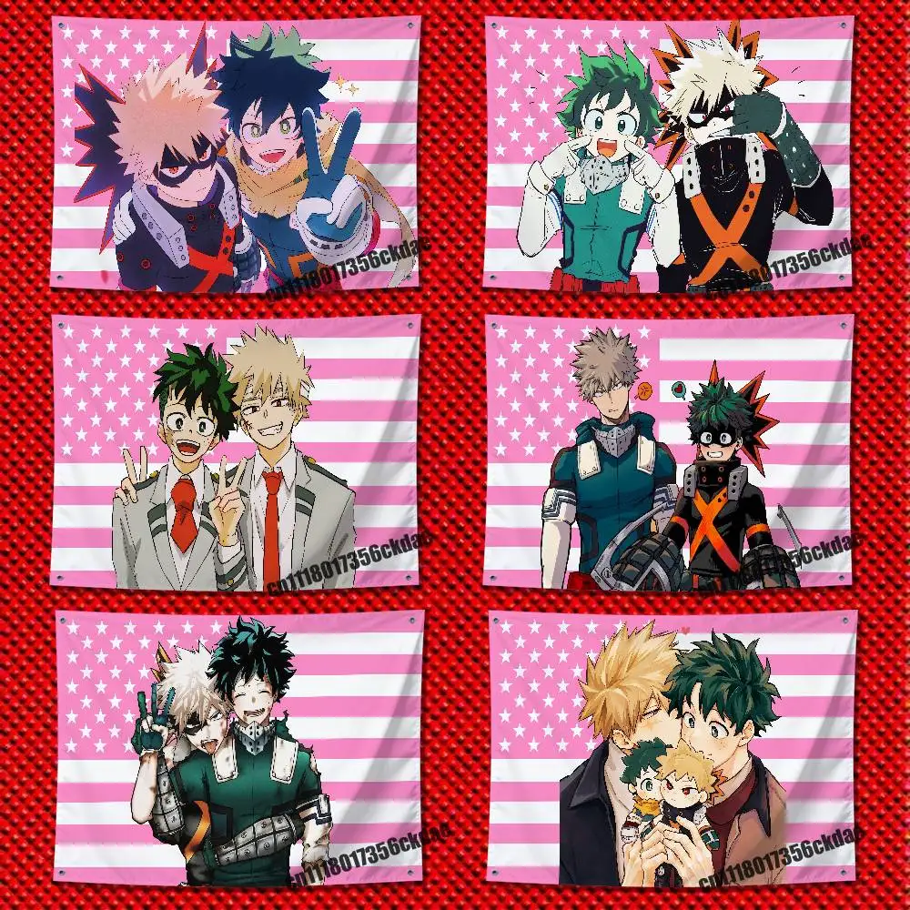 For BakuDeku Katsuki Bakugo Izuku Midoriya Flag 80x120cm Outdoor Garden Gift Decoration Wall Banner Tapestry Cover