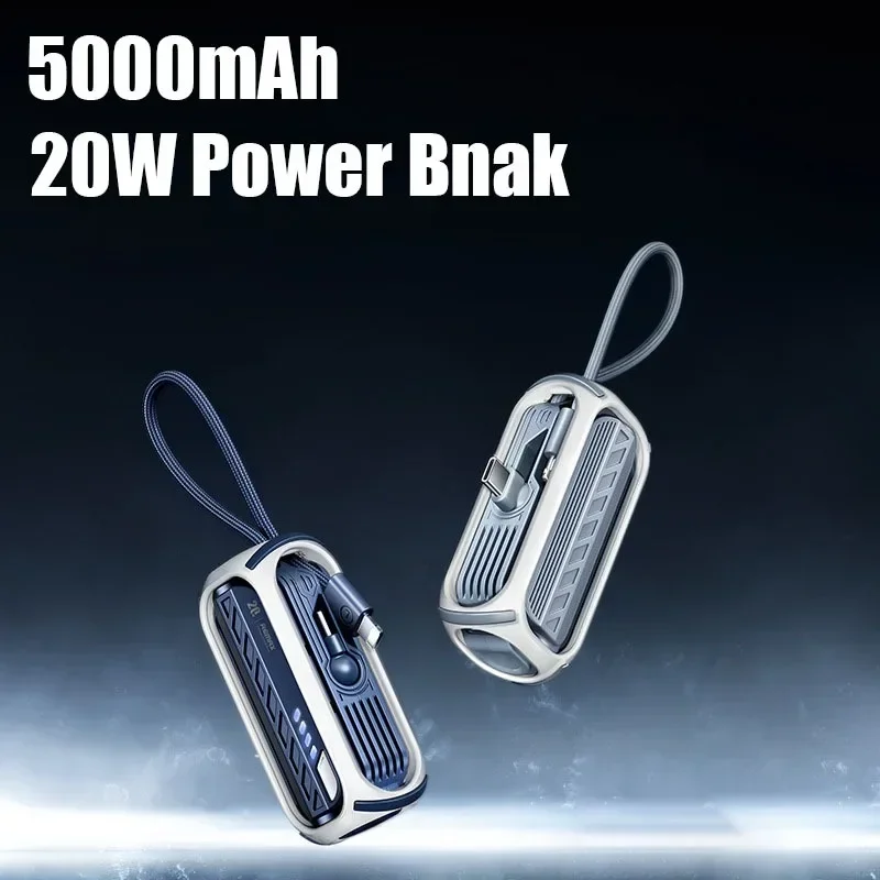 Mini Capsule Power Bank 5000mAh Emergency Small Phone External Battery Rotating Foldable Type C Plug Universal for IPhone 15