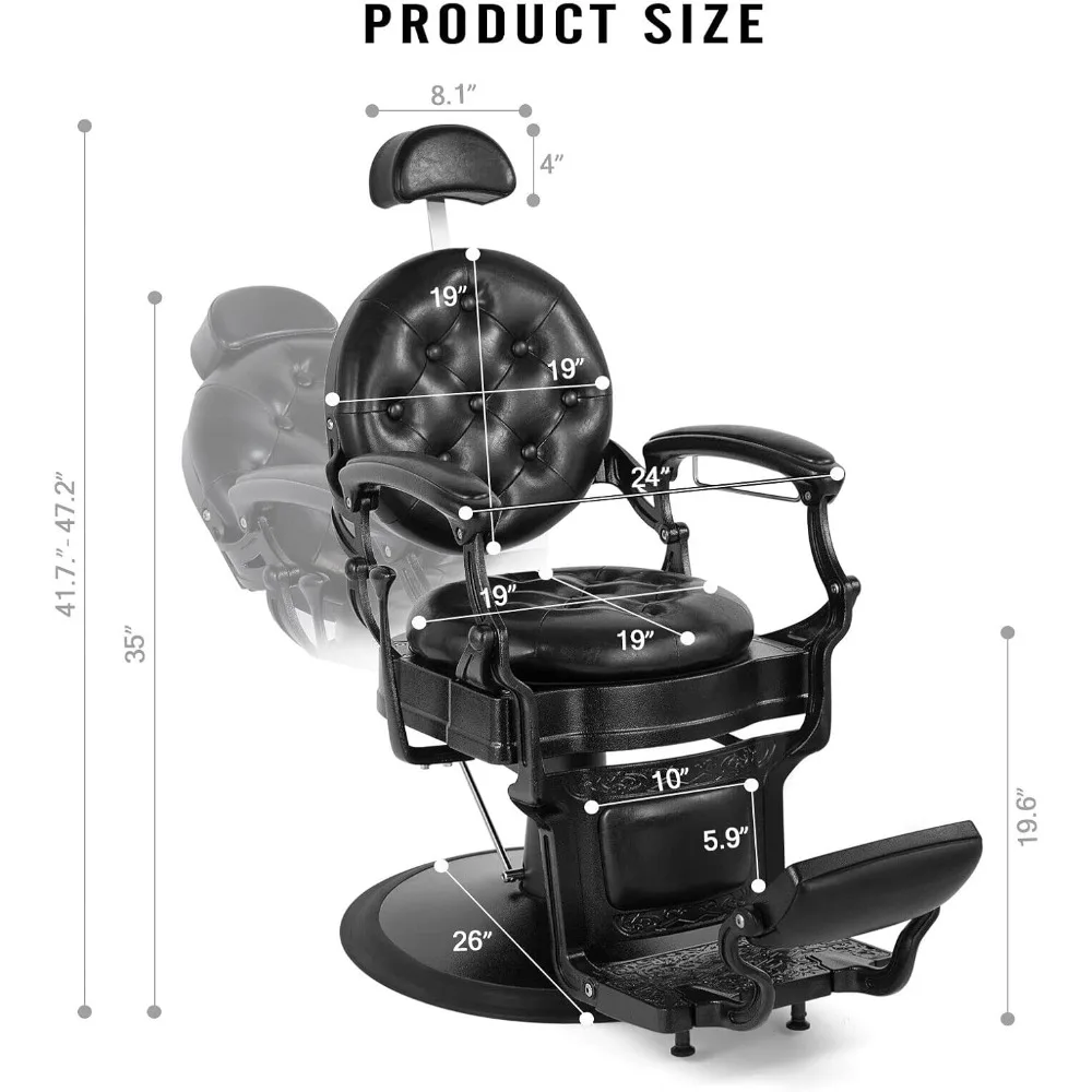 كرسي حلاق ريترو كراسي حلاقة شديدة التحمل كرسي صالون عتيق كرسي استلقاء هيدروليكي مدورة توسيد الجمال #2