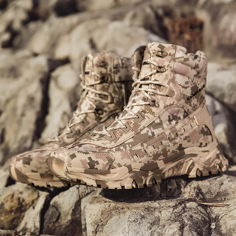 

Мужские камуфляжные тактические ботинки высокого качества, Нескользящая уличная обувь для альпинизма и пешего туризма, водонепроницаемые треккинговые охотничьи кроссовки