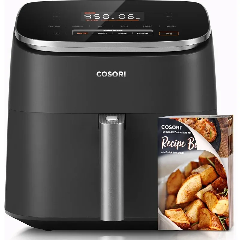 

Air Fryer 9-in-1, Compact and Large 6-Quart, 5 Fan Speeds, 450F for Crispy Foods, 95% Less Fuel, 100+ Nutritious In-App Recipes