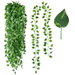 2.1M Fake Wreath Leaves Artificial Garland Silk Wall Plant Green Ivy Leaf Hanging Vine Garden Home Decor Wedding Party
