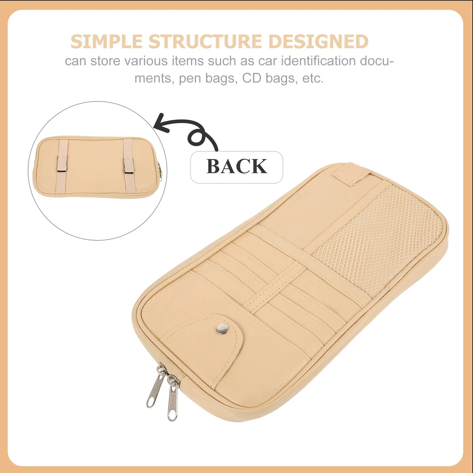 

Органайзер для автомобильного солнцезащитного козырька из ПУ с карманами для карт, документов и удостоверений, компактный аксессуар для салона автомобиля