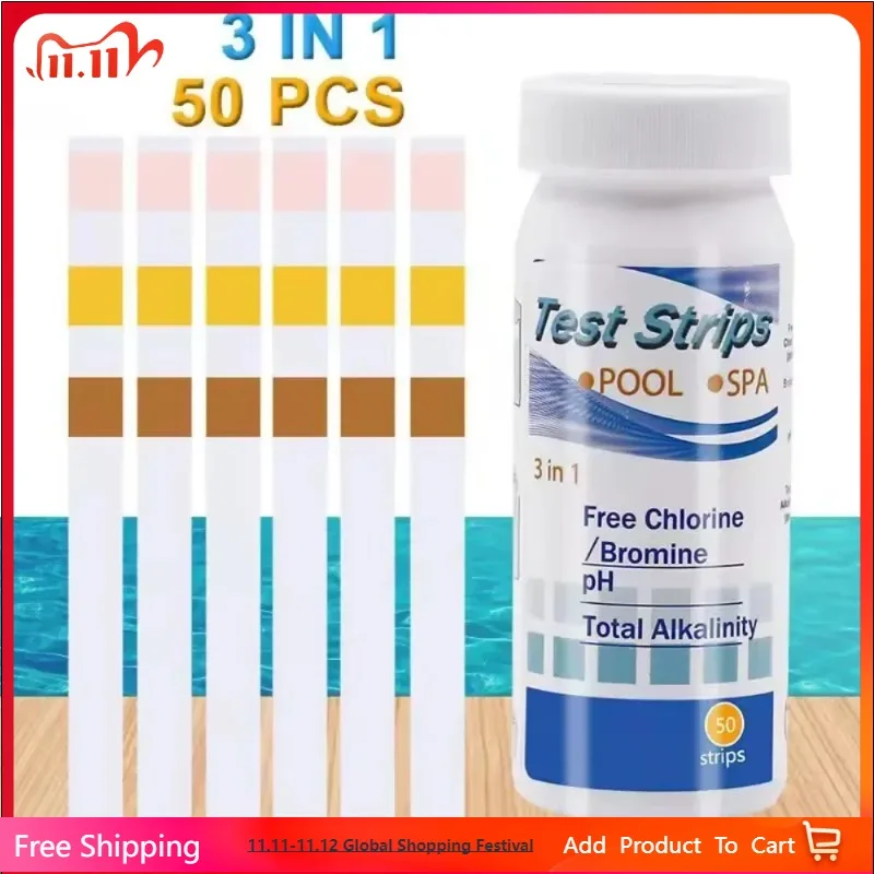

50PCS Water Quality Test Strip Multipurpose 7 in 1 Aquarium Test Strips Water pH Test Tools for Fish Tank Swimming Pool