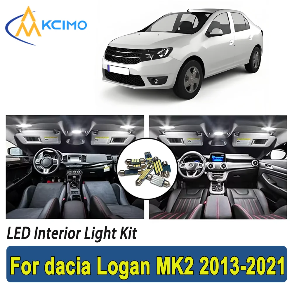 

New Light Bulb For dacia Logan MK2 (2013-2021) Premium Bright LED Interior Dome Map Trunk Light Kit Car Led Lamps Canbus Lamps