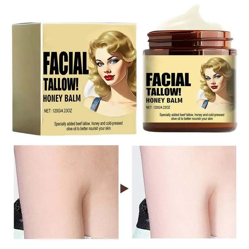 120g Beef Tallow Honey Balm Body Lifting Moisturizing Soothing Body Lotion Grass Fed Grass Finished Face Cream Care skin care