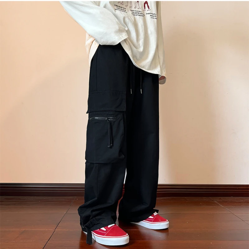 Men\'s Clothing Cargo Pants Jogger Work Wear Man Pants New Y2k Wine Red Spring Casual Loose Straight Leg Wide Leg Men Trousers